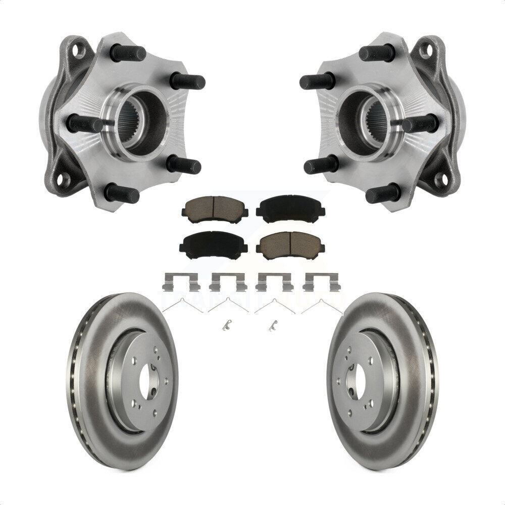 Front Hub Bearing Assembly Coated Disc Brake Rotor & Pad Kit For 2010-2013 Suzuki Kizashi KBB-131646