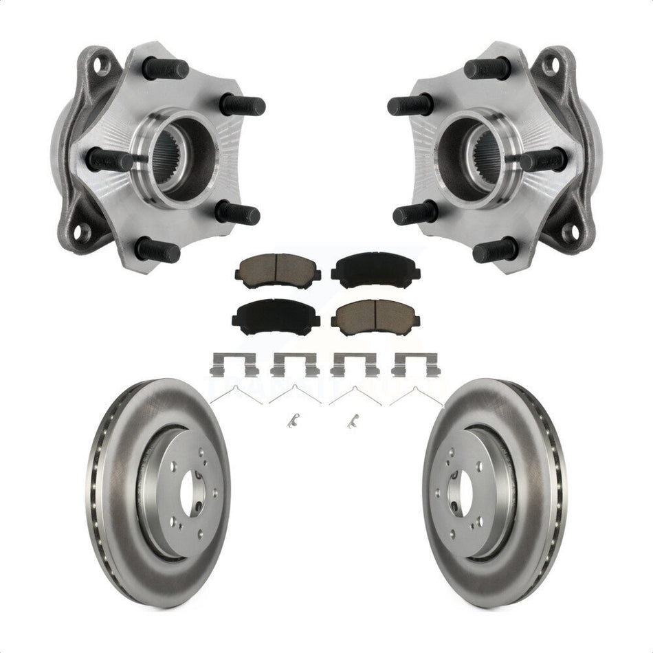 Front Hub Bearing Assembly Coated Disc Brake Rotor & Pad Kit For 2010-2013 Suzuki Kizashi KBB-131646