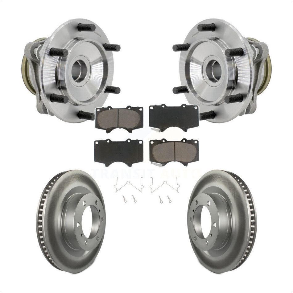 Front Hub Bearing Assembly Coated Brake Rotor & Pads Kit For 2010-2021 Toyota 4Runner RWD KBB-131649