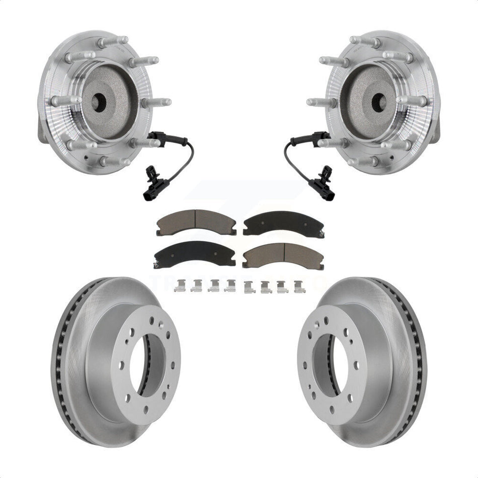 Front Hub Bearing Coat Brake Rotor Pad Kit For GMC Chevrolet Sierra 2500 HD Silverado RWD KBB-131655