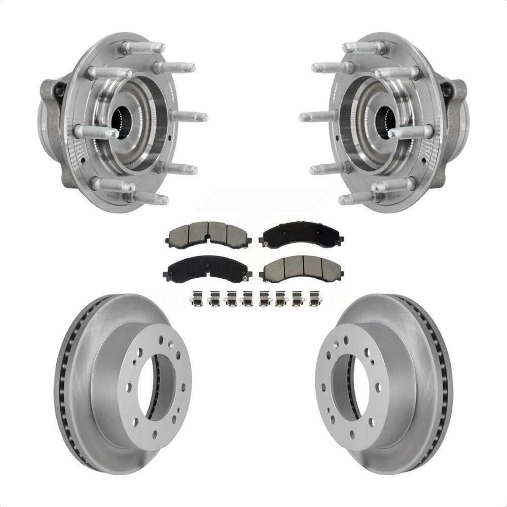 Front Hub Bearing Coat Brake Rotor Pad Kit For GMC Chevrolet Silverado 2500 HD Sierra 4WD KBB-131658