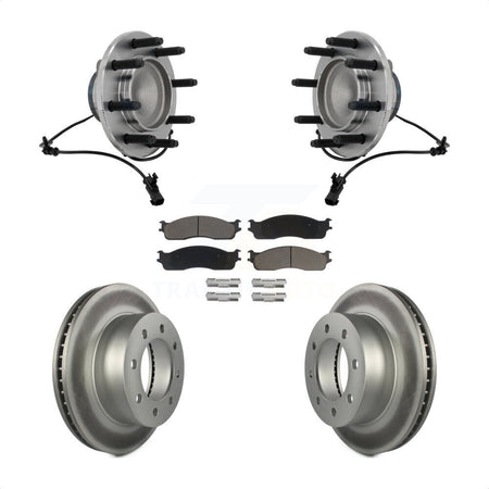 Front Hub Bearing Assembly Coated Disc Brake Rotor & Pad Kit For Dodge Ram 1500 3500 2500 KBB-131664