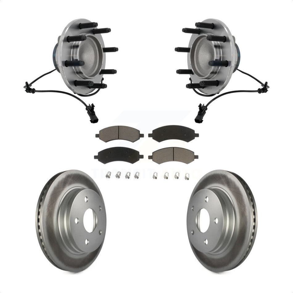 Front Hub Bearing Coat Brake Rotor Pad Kit For 2007-2008 Dodge Ram 1500 With 8 Lug Wheels KBB-131665