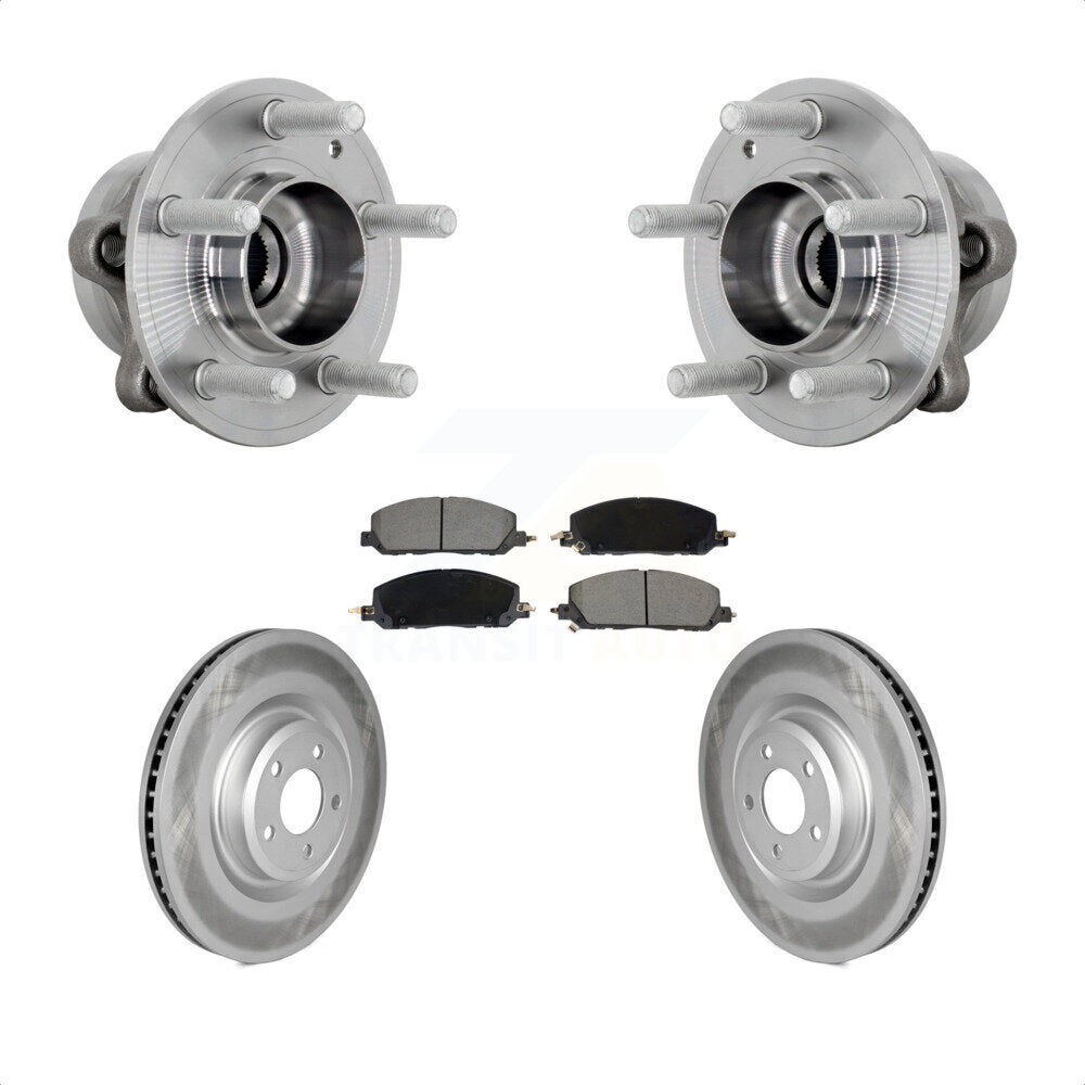 Front Hub Bearing Coated Brake Rotor And Pad Kit For Ford Explorer Lincoln Aviator Police KBB-131673