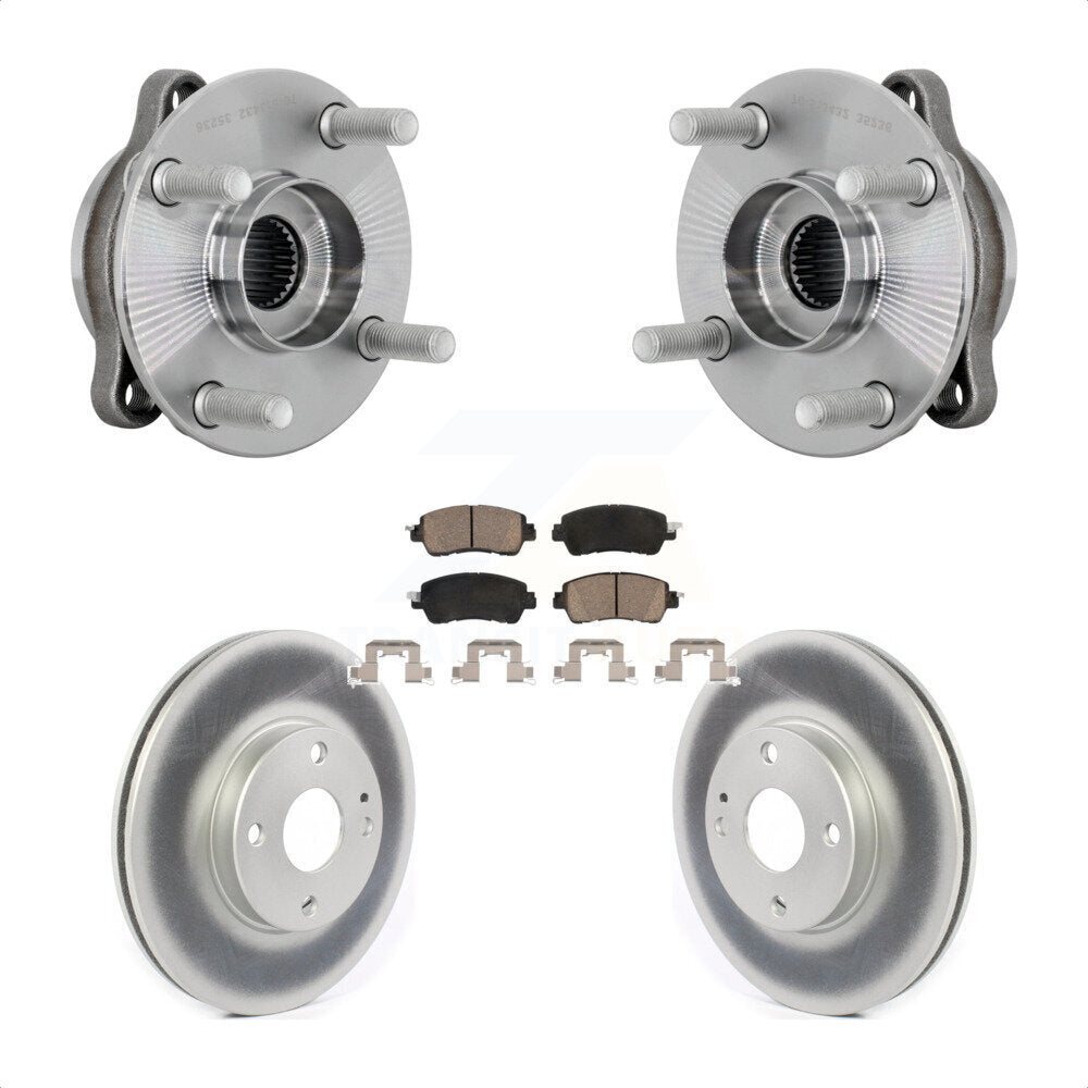 Front Hub Bearing Assembly Coated Disc Brake Rotor And Pads Kit For Toyota Yaris iA Scion KBB-131676