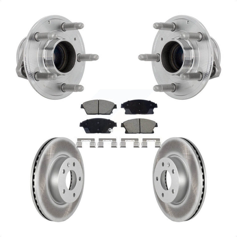 Front Hub Bearing Assembly Coated Disc Brake Rotors And Ceramic Pads Kit For Cadillac ATS KBB-131679