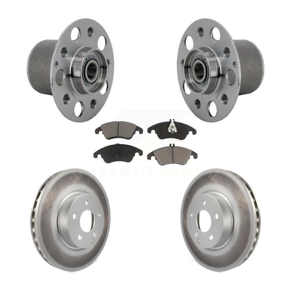Front Hub Bearing Assembly Coated Brake Rotor & Pads Kit For Mercedes-Benz E350 E400 E250 KBB-131685