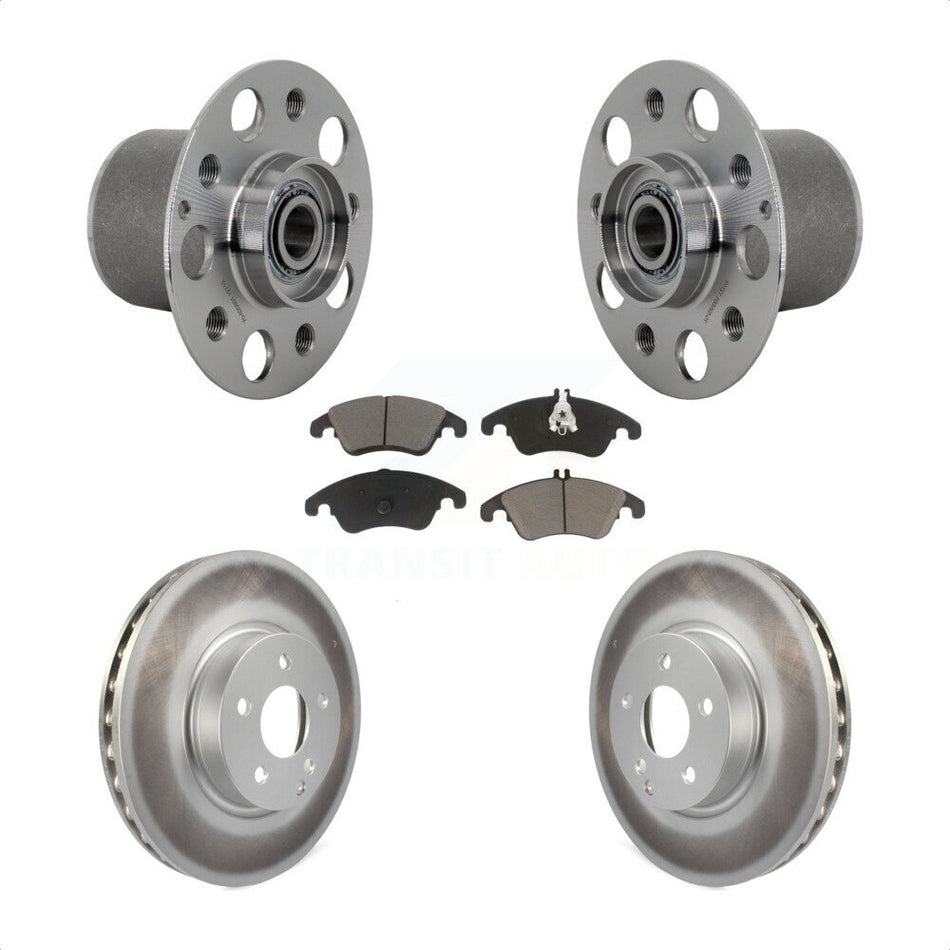 Front Hub Bearing Assembly Coated Brake Rotor & Pads Kit For Mercedes-Benz E350 E400 E250 KBB-131685