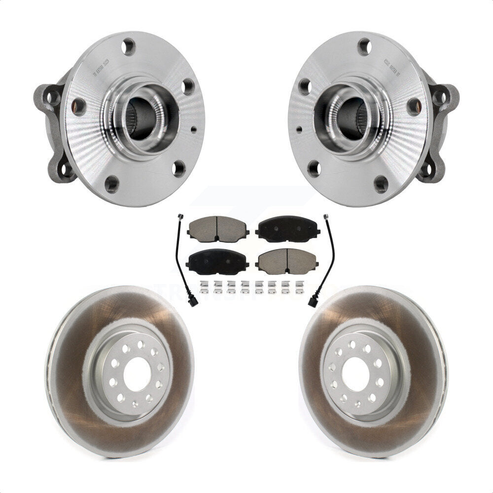 Front Hub Bearing Assembly Coated Brake Rotor & Pads Kit For Volkswagen Atlas Cross Sport KBB-131696