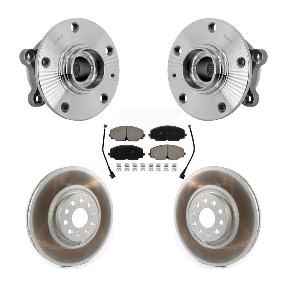 Front Hub Bearing Assembly Coated Brake Rotor & Pads Kit For Volkswagen Atlas Cross Sport KBB-131696
