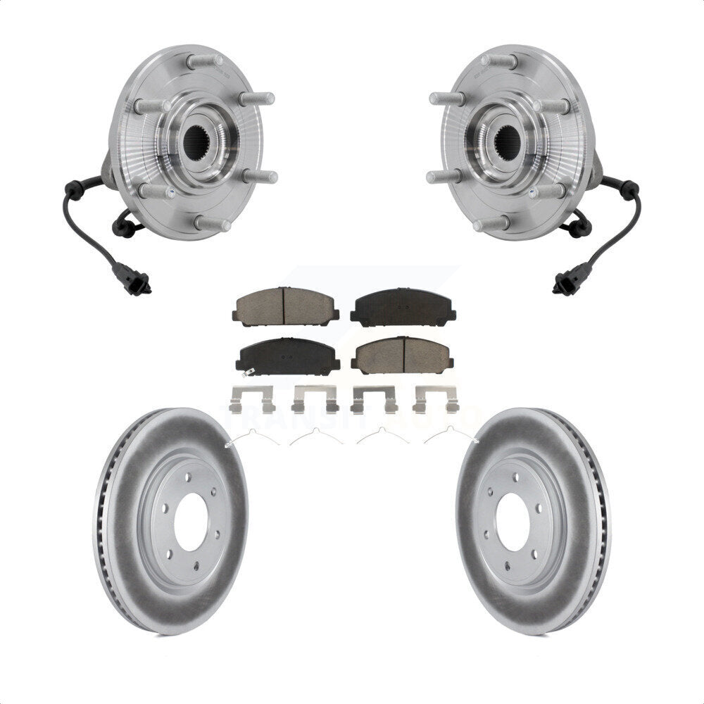 Front Hub Bearing Assembly Coated Disc Brake Rotor Pad Kit For 2017-2023 Nissan TITAN 4WD KBB-131697