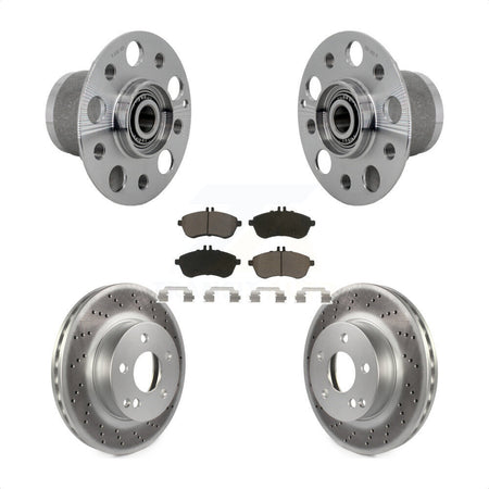Front Hub Bearing Assembly Coated Disc Brake Rotor & Pads Kit For Mercedes-Benz C300 C250 KBB-131699