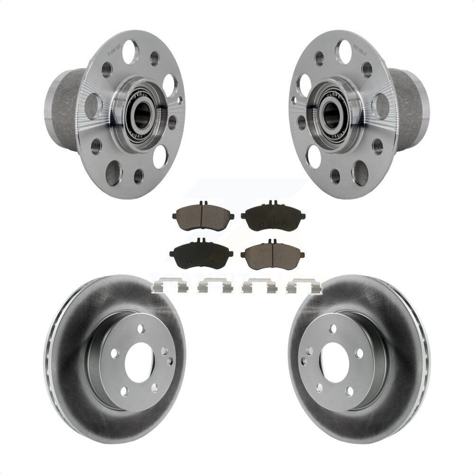 Front Hub Bearing Assembly Coated Disc Brake Rotor & Pads Kit For Mercedes-Benz C300 C250 KBB-131700