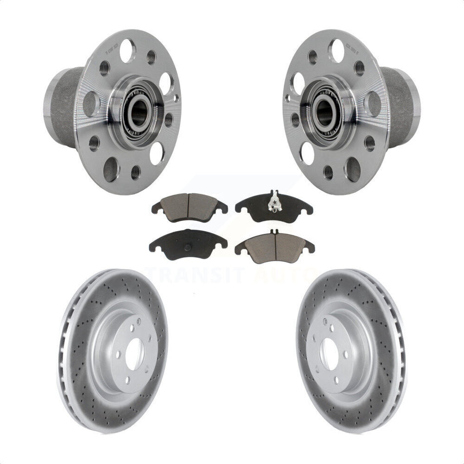 Front Hub Bearing Assembly Coated Disc Brake Rotor & Pads Kit For Mercedes-Benz C250 E550 KBB-131703
