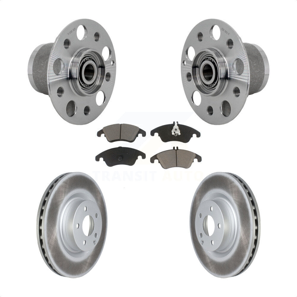 Front Hub Bearing Assembly Coated Disc Brake Rotor & Pads Kit For Mercedes-Benz C250 E550 KBB-131704