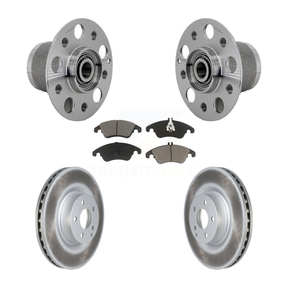 Front Hub Bearing Assembly Coated Disc Brake Rotor & Pads Kit For Mercedes-Benz C250 E550 KBB-131704