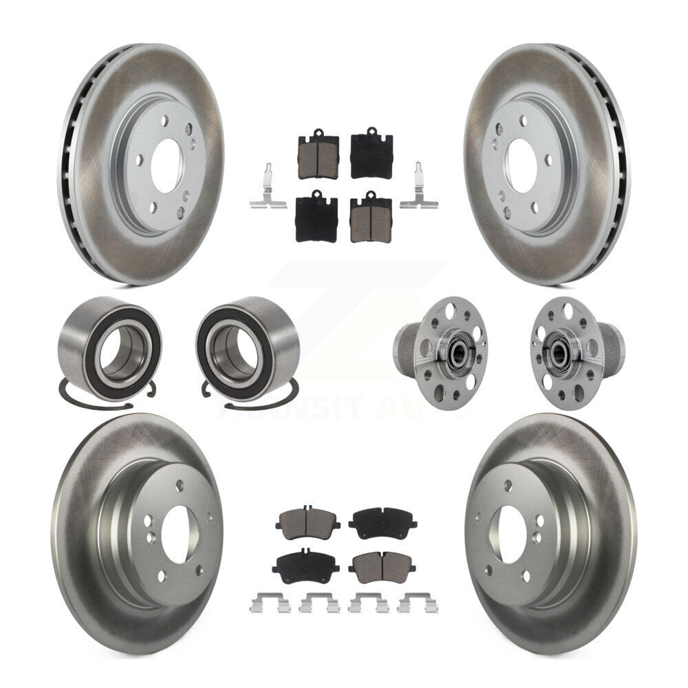 Front Rear Hub Bearing Coated Brake Rotor Pads Shoe Kit (10Pc) For Mercedes-Benz C350 RWD KBB-131709