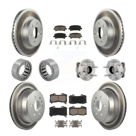 Front Rear Hub Bearing Coated Brake Rotor Pads Shoe Kit (10Pc) For Chevrolet Colorado GMC KBB-131712