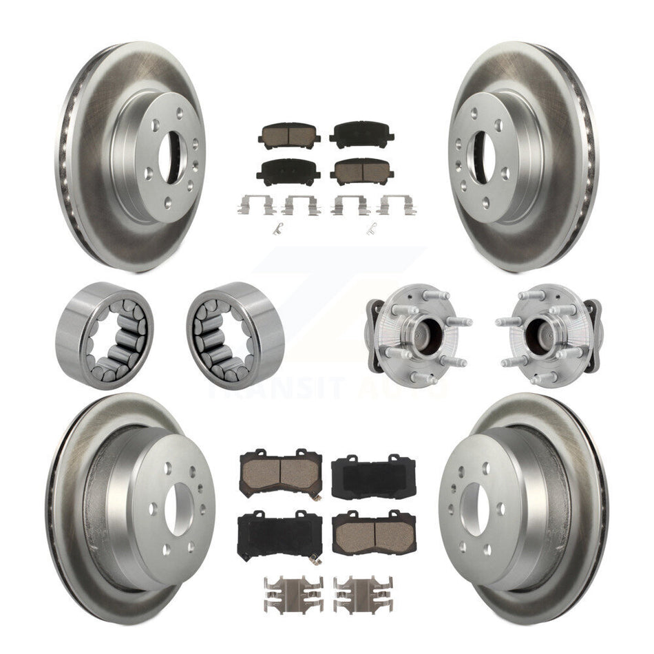 Front Rear Hub Bearing Coated Brake Rotor Pads Shoe Kit (10Pc) For Chevrolet Colorado GMC KBB-131712