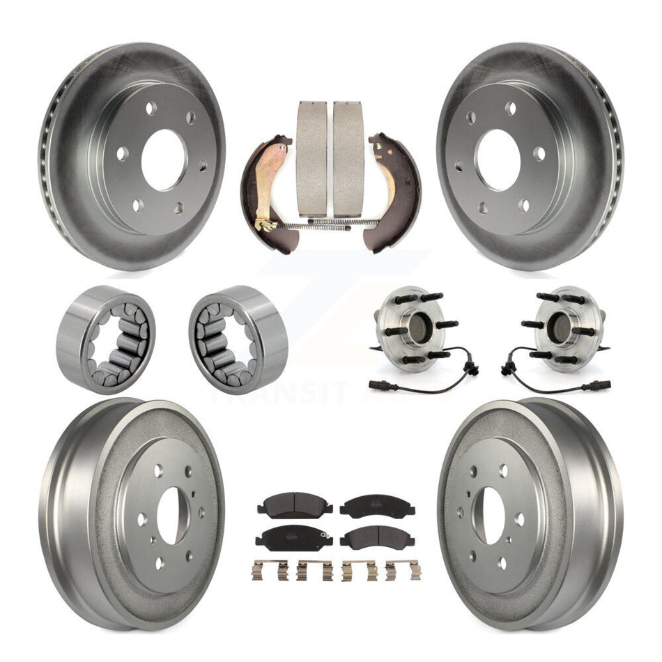 Front Rear Hub Bearing Coated Disc Brake Rotor & Pads Shoe Kit (10Pc) For GMC Sierra 1500 KBB-131715
