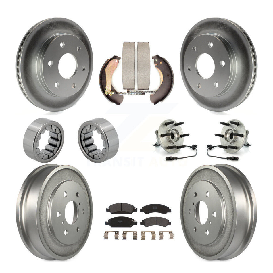 Front Rear Hub Bearing Coated Disc Brake Rotor & Pads Shoe Kit (10Pc) For GMC Sierra 1500 KBB-131716