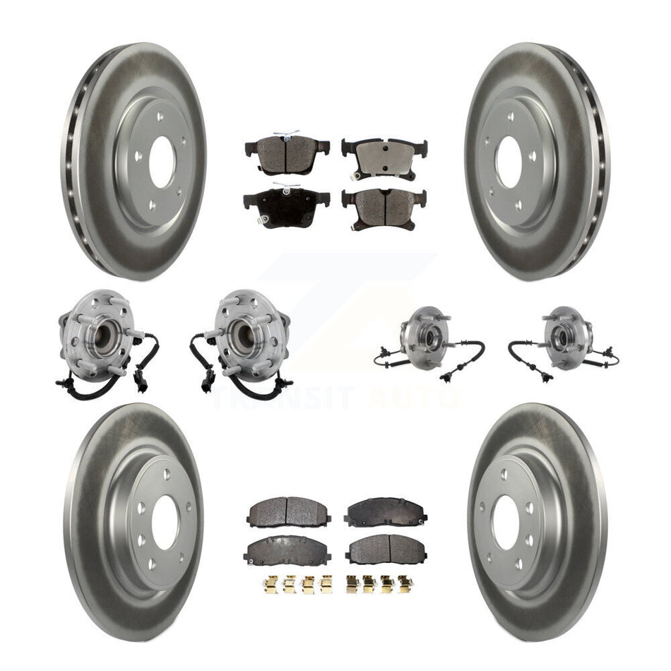 Front Rear Hub Bearing Coated Brake Rotor & Pads Kit (10Pc) For Chrysler Pacifica Voyager KBB-131717