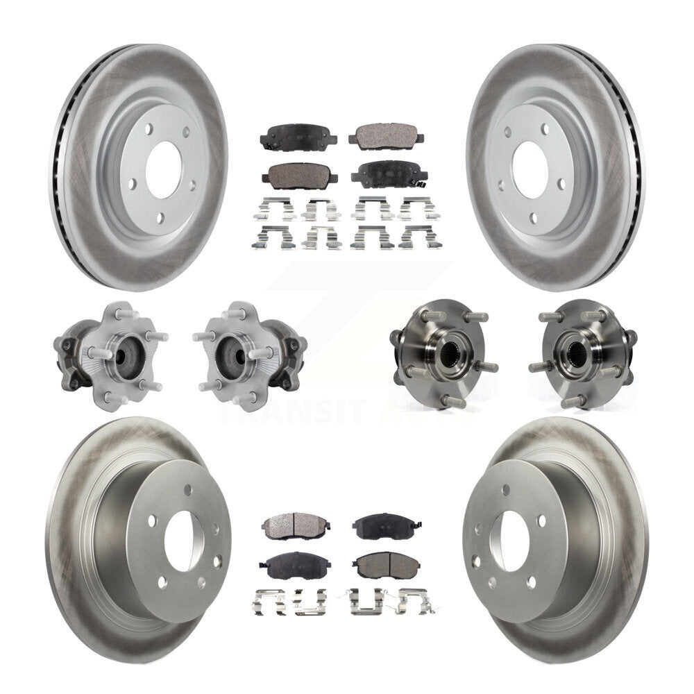 Front Rear Hub Bearings Coated Disc Brake Rotors And Pads Kit (10Pc) For Nissan Juke KBB-131722