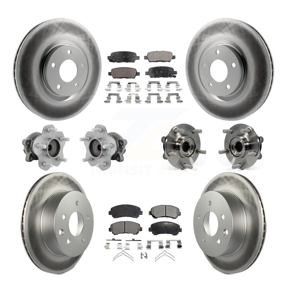 Front Rear Hub Bearing Coat Brake Rotor Pads Kit (10Pc) For Nissan Juke Nismo RS with FWD KBB-131723