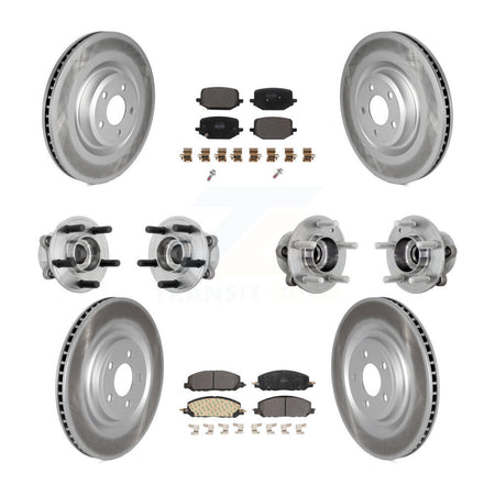 Front Rear Hub Bearing Coated Brake Rotor Pads Kit (10Pc) For Lincoln Aviator Ford Police KBB-131725