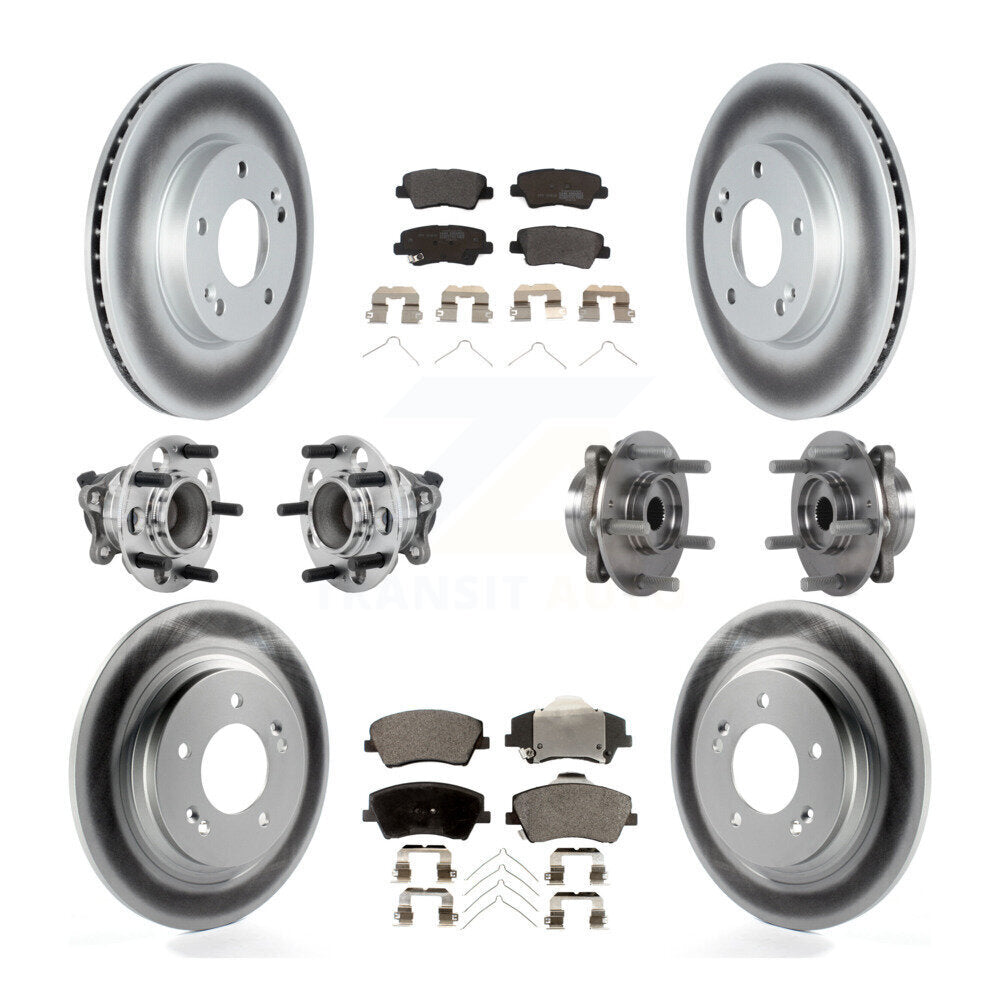 Front Rear Hub Bearings Coated Disc Brake Rotors And Pads Kit (10Pc) For Hyundai Ioniq KBB-131726
