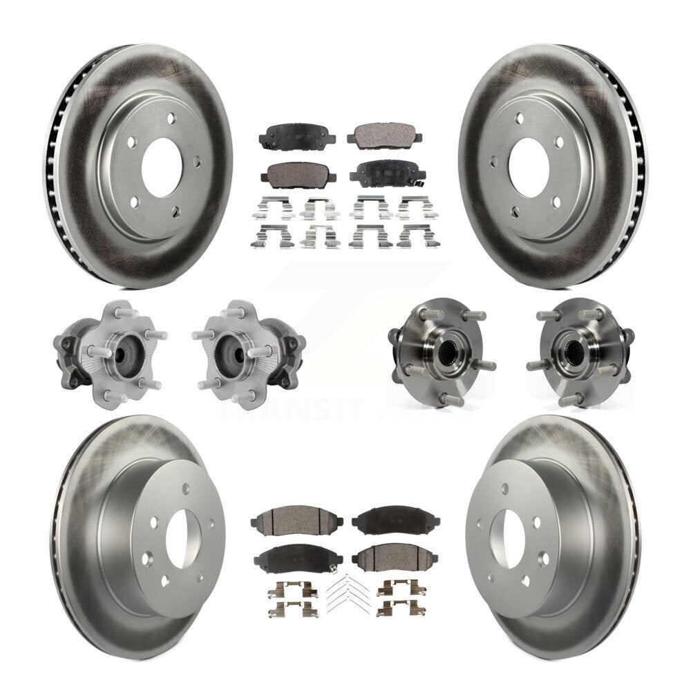 Front Rear Hub Bearing Coated Disc Brake Rotor & Pad Kit (10Pc) For 2011-2012 Nissan LEAF KBB-131727
