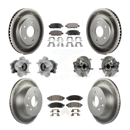 Front Rear Hub Bearing Coated Disc Brake Rotor & Pad Kit (10Pc) For 2011-2012 Nissan LEAF KBB-131727