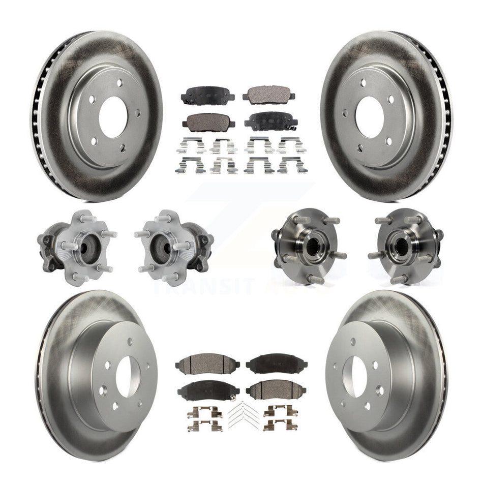 Front Rear Hub Bearing Coated Disc Brake Rotor & Pad Kit (10Pc) For 2011-2012 Nissan LEAF KBB-131727