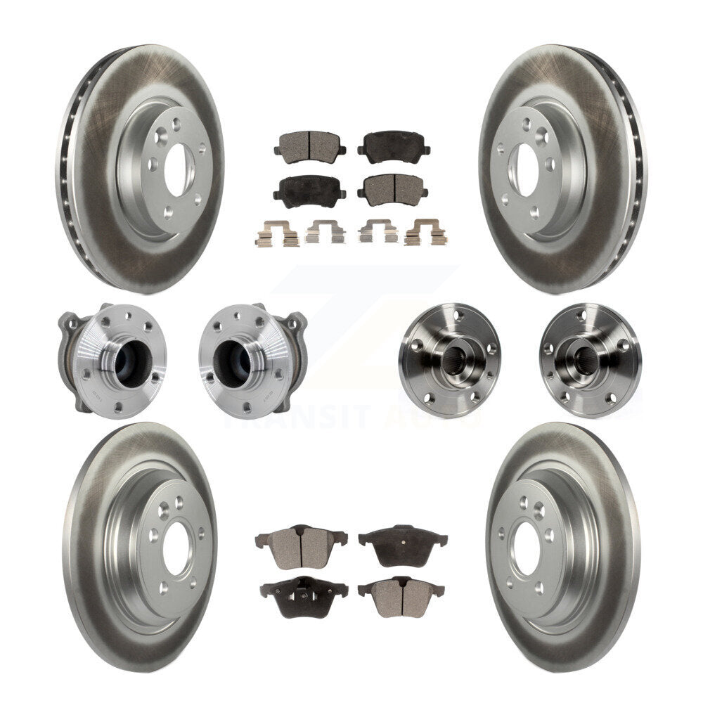Front Rear Hub Bearing Assembly Coated Disc Brake Rotor And Pads Kit (10Pc) For Volvo V70 KBB-131731