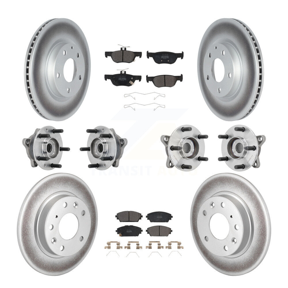 Front Rear Hub Bearing Coated Disc Brake Rotor & Pad Kit (10Pc) For 2021-2022 Mazda 3 AWD KBB-131746