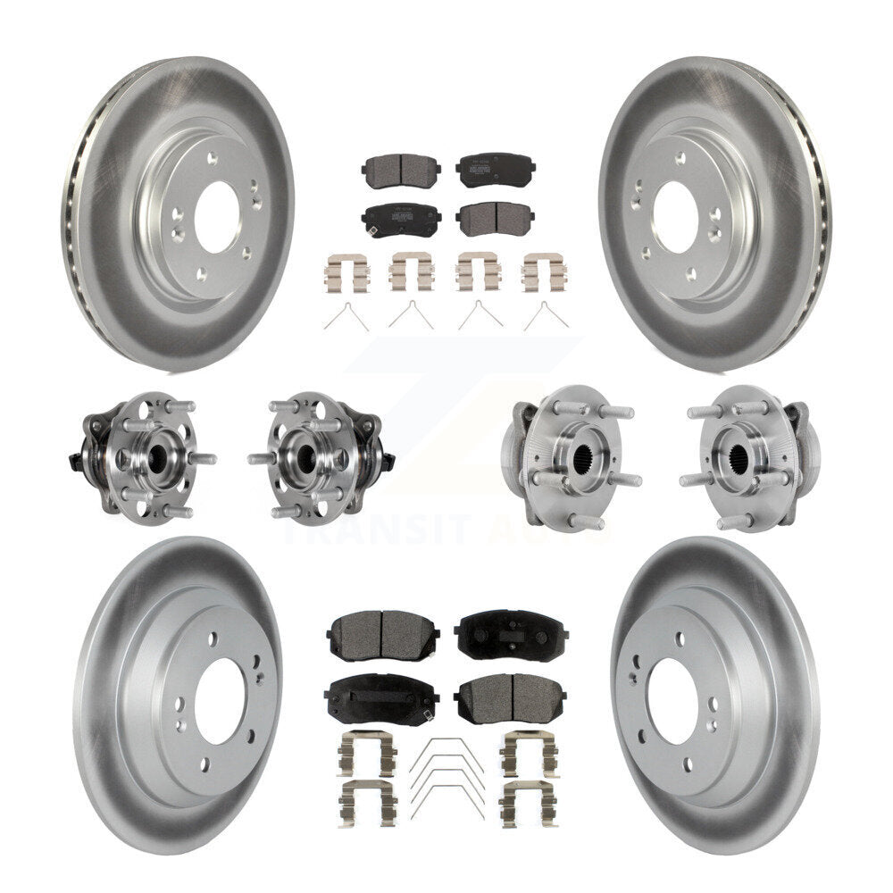 Front Rear Hub Bearings Coated Disc Brake Rotors And Pads Kit (10Pc) For Hyundai Kona KBB-131751
