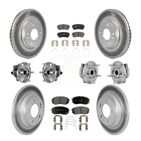 Front Rear Hub Bearings Coated Disc Brake Rotors And Pads Kit (10Pc) For Hyundai Kona KBB-131751