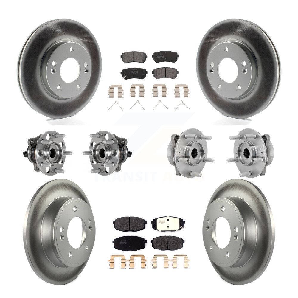 Front Rear Hub Bearings Coated Disc Brake Rotors And Pads Kit (10Pc) For Hyundai Kona KBB-131752