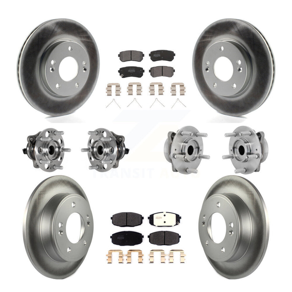 Front Rear Hub Bearings Coated Disc Brake Rotors And Pads Kit (10Pc) For Hyundai Kona KBB-131752