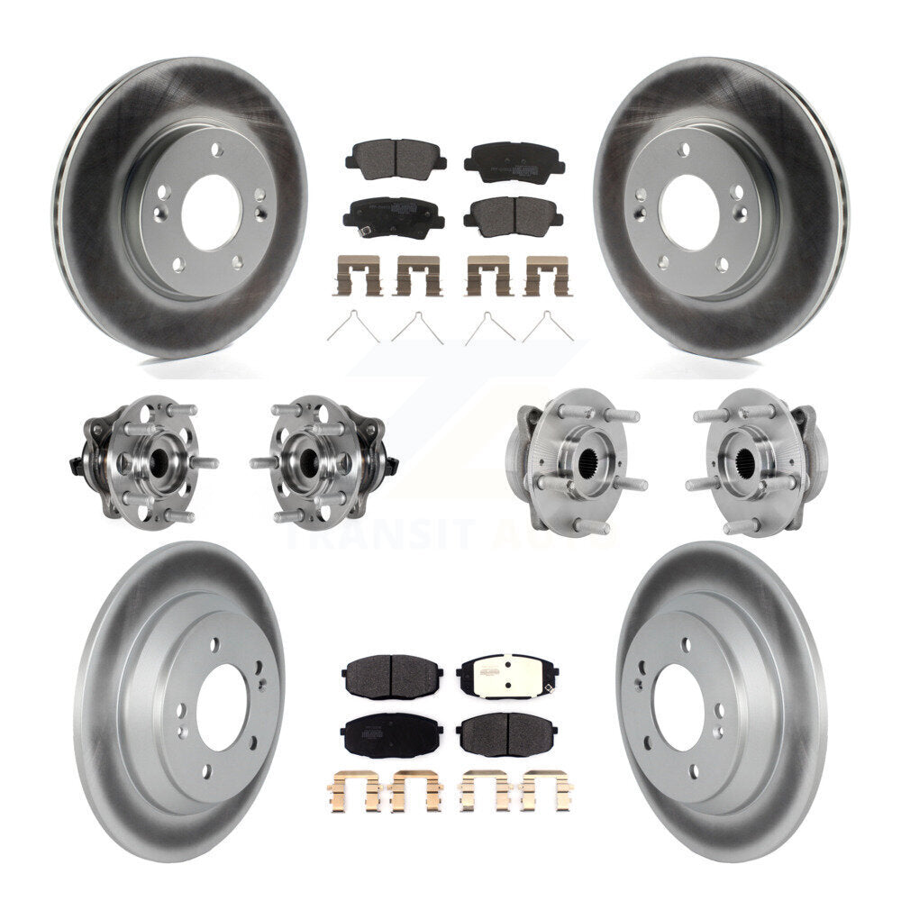 Front Rear Hub Bearing Coat Brake Rotor Pads Kit (10Pc) For 22 Hyundai Kona FWD with 1.6L KBB-131755