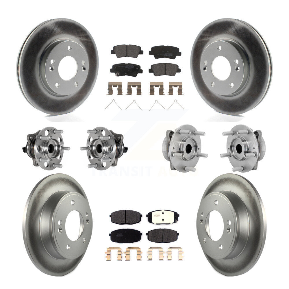 Front Rear Hub Bearing Coat Brake Rotor Pads Kit (10Pc) For 22 Hyundai Kona FWD with 2.0L KBB-131756