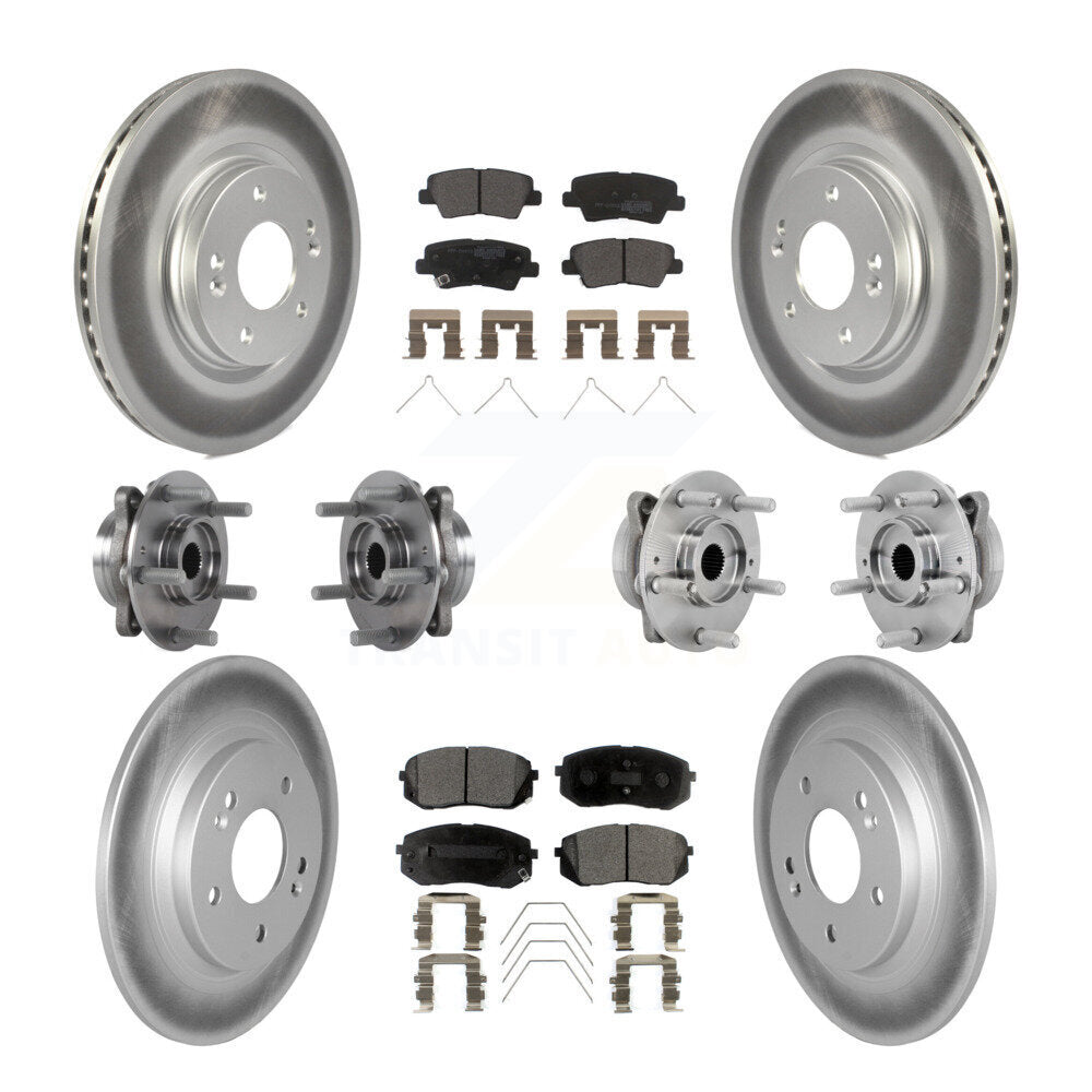Front Rear Hub Bearing Coated Disc Brake Rotor & Pad Kit (10Pc) For 2022 Hyundai Kona AWD KBB-131757