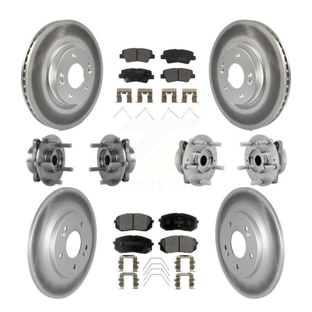 Front Rear Hub Bearing Coated Disc Brake Rotor & Pad Kit (10Pc) For 2022 Hyundai Kona AWD KBB-131757