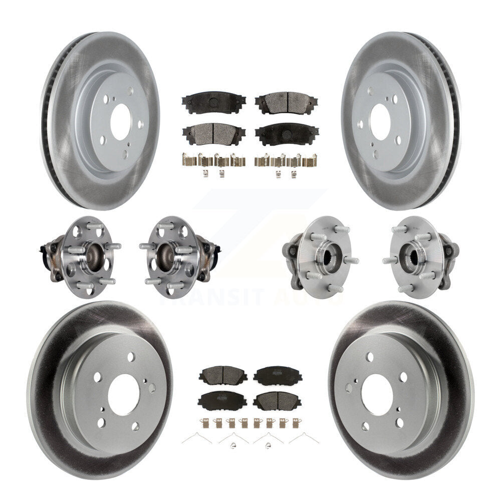 Front Rear Hub Bearings Coated Disc Brake Rotors And Pads Kit (10Pc) For Toyota C-HR KBB-131758