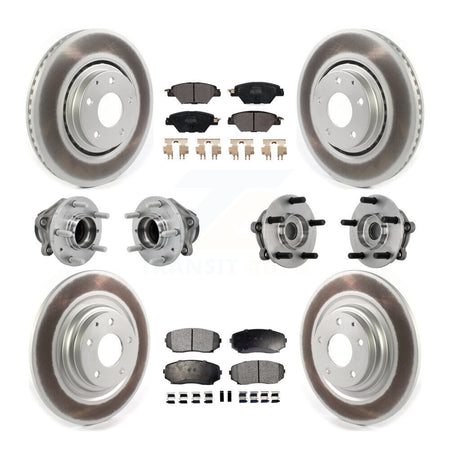 Front Rear Hub Bearing Coated Brake Rotor And Pad Kit (10Pc) For 2016-2021 Mazda CX-9 FWD KBB-131759