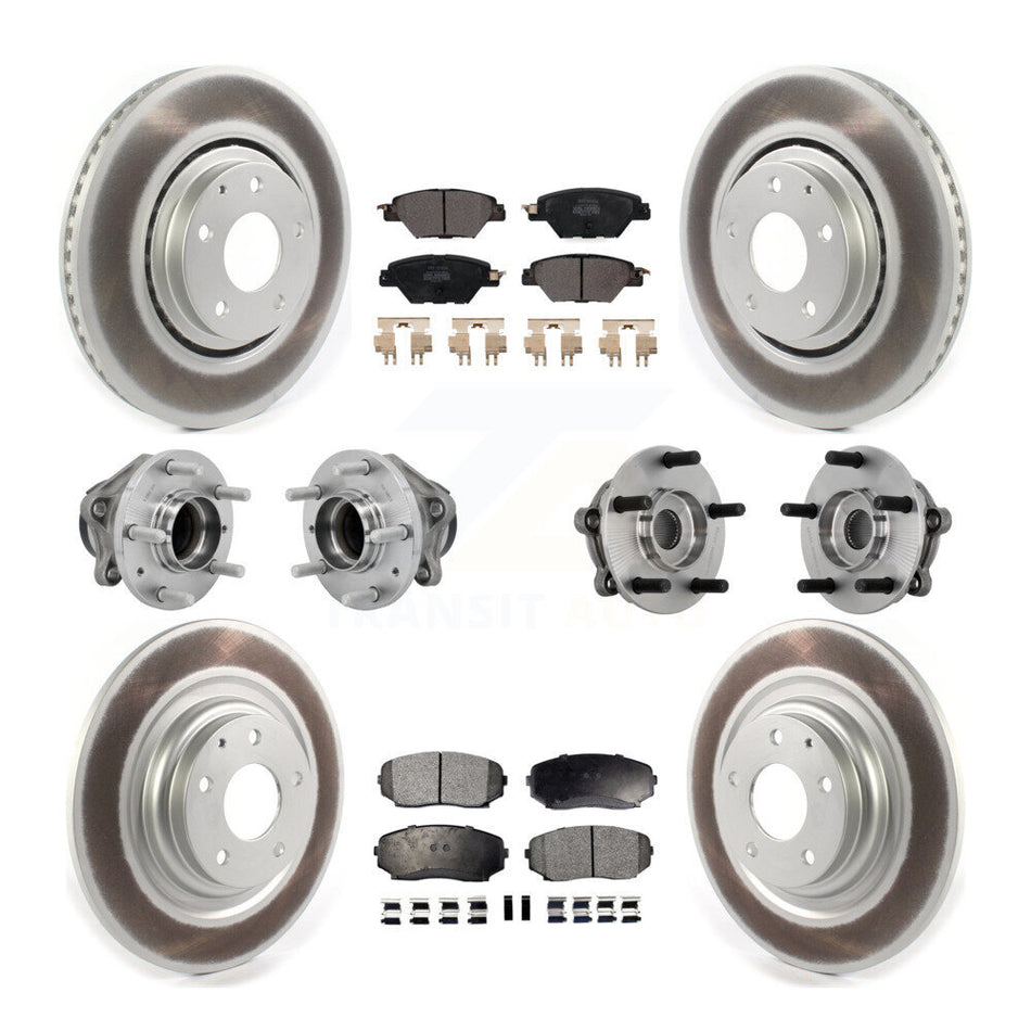 Front Rear Hub Bearing Coated Brake Rotor And Pad Kit (10Pc) For 2016-2021 Mazda CX-9 FWD KBB-131759