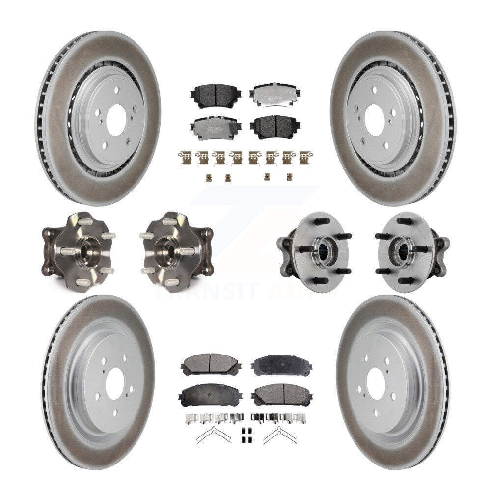 Front Rear Hub Bearing Coated Brake Rotor Pads Kit (10Pc) For 20-22 Toyota Highlander AWD KBB-131765