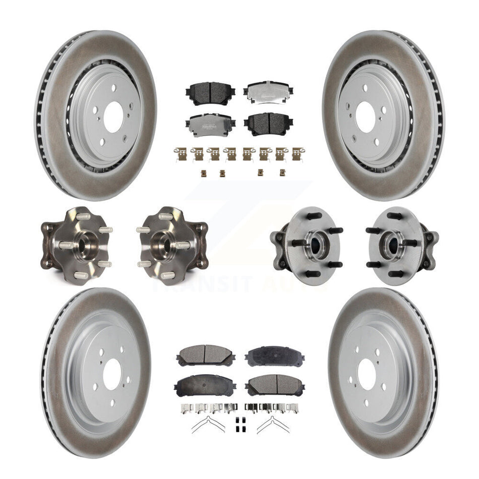Front Rear Hub Bearing Coated Brake Rotor Pads Kit (10Pc) For 20-22 Toyota Highlander AWD KBB-131765