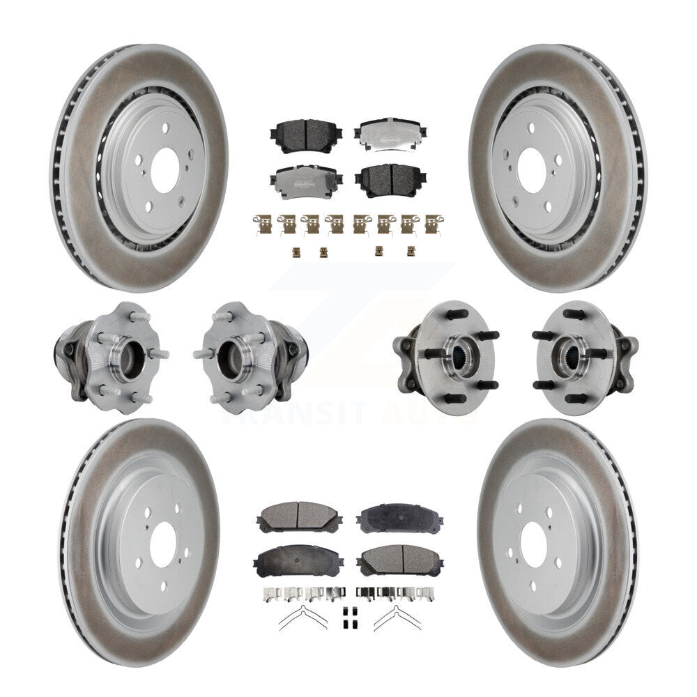 Front Rear Hub Bearing Coated Brake Rotor Pads Kit (10Pc) For 20-22 Toyota Highlander FWD KBB-131766