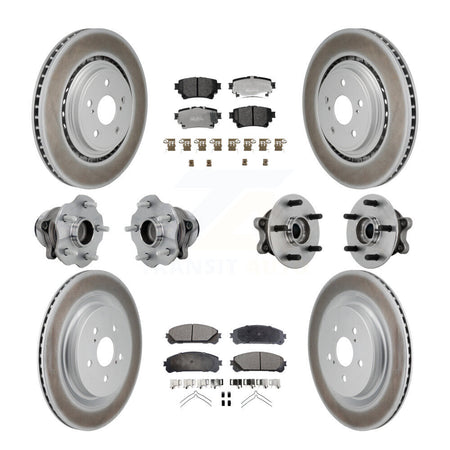 Front Rear Hub Bearing Coated Brake Rotor Pads Kit (10Pc) For 20-22 Toyota Highlander FWD KBB-131766